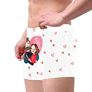 fotografía de beokeuioe calzoncillos tipo boxer personalizados divertidos para el dia de san valentin de algodon transpirables y comodos.