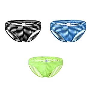 imagen de visita la tienda de baronhong baronhong calzoncillos cortos para hombre ropa interior sexy de malla a rayas calzoncillos transparentes