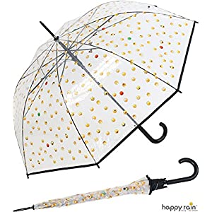 fotografía de happy rain emoticon paraguas transparente con impresion automatica de sonrisa rojo 99 cm paraguas automatico